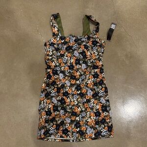 Trixxi Floral Dress - Orange, Black, White, Green